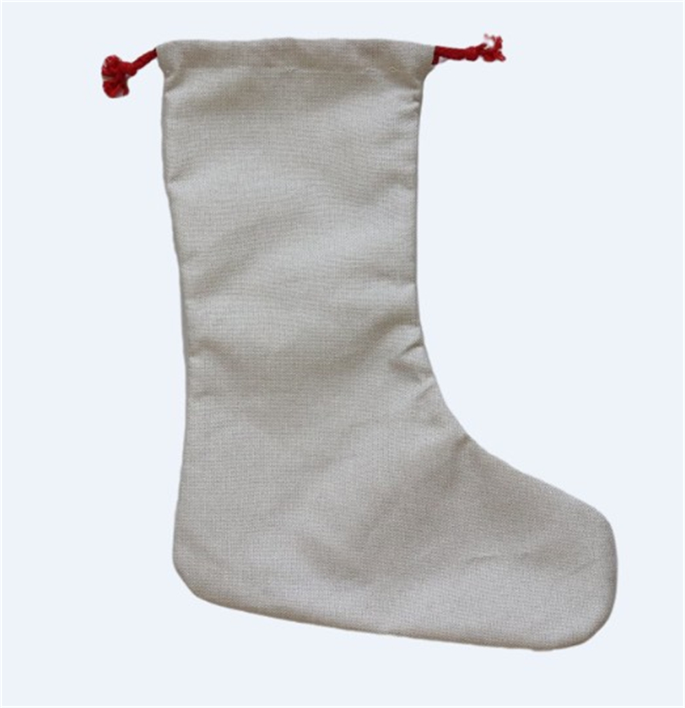 DIY Sublimation Blank Bags Printing Linen Stockings Christmas Decoration Socks Halloween Advertising Drawstring Sock Santa Sack Large Gift Personalize