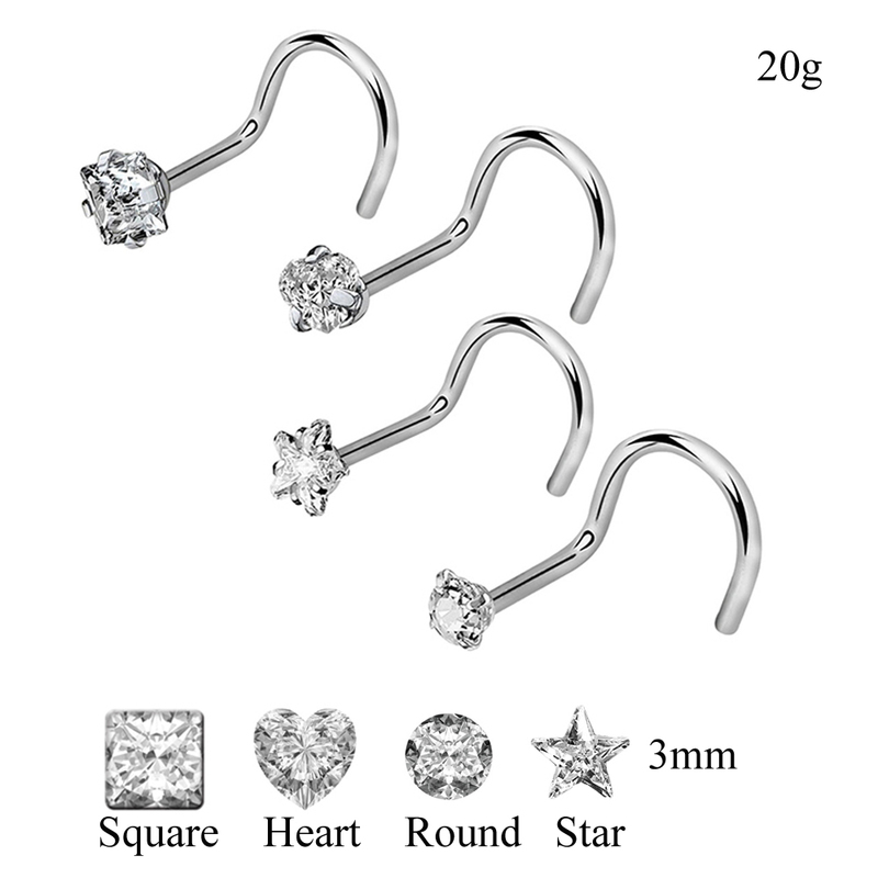4pcs lot 20G Steel Twisted Nose Studs Screw Ring Body Piercing 4 Shapes rhinestones Crystal Nostril Jewelry 220716
4pcs lot 20G Steel Twisted Nose Studs Screw Ring Body Piercing 4 Shapes rhinestones Crystal Nostril Jewelry 220716