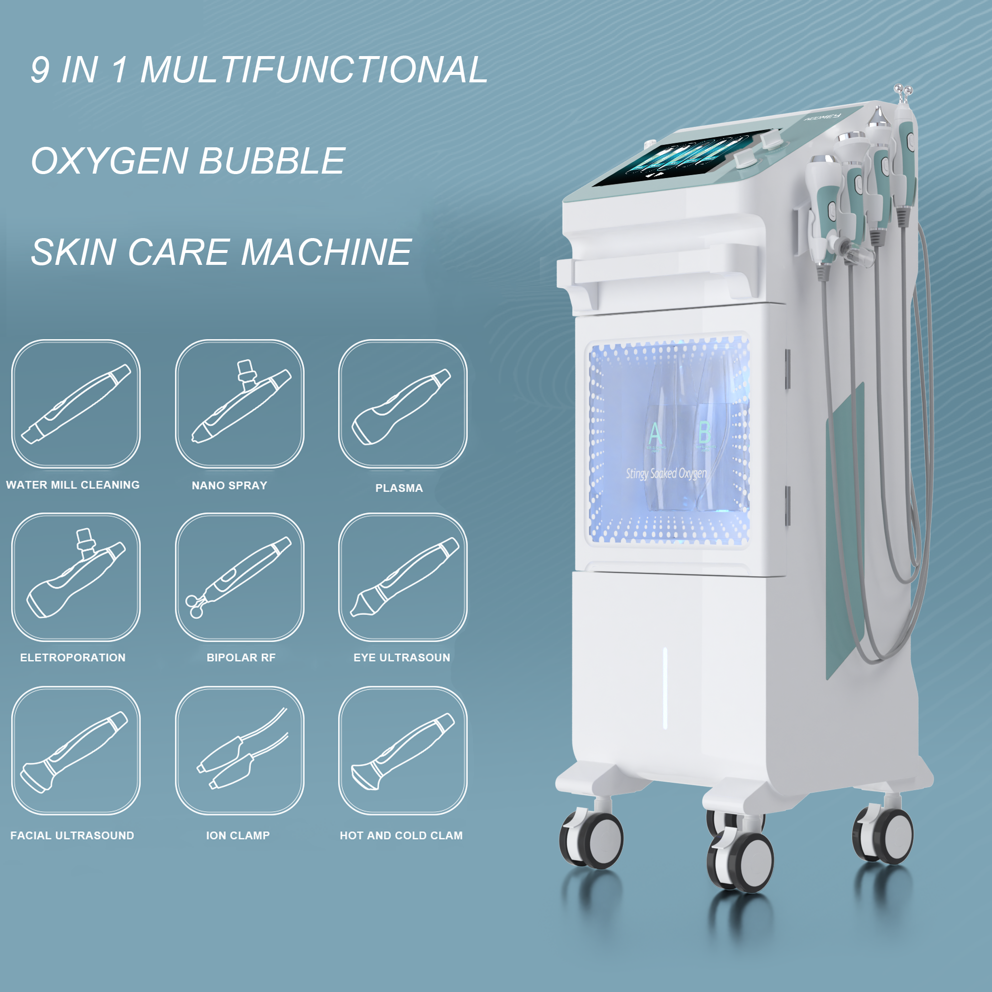 Multifunction Aqua Skin 9 in 1 facial Care Equipment Skin Smart Face Lifting BIO Beauty Machine