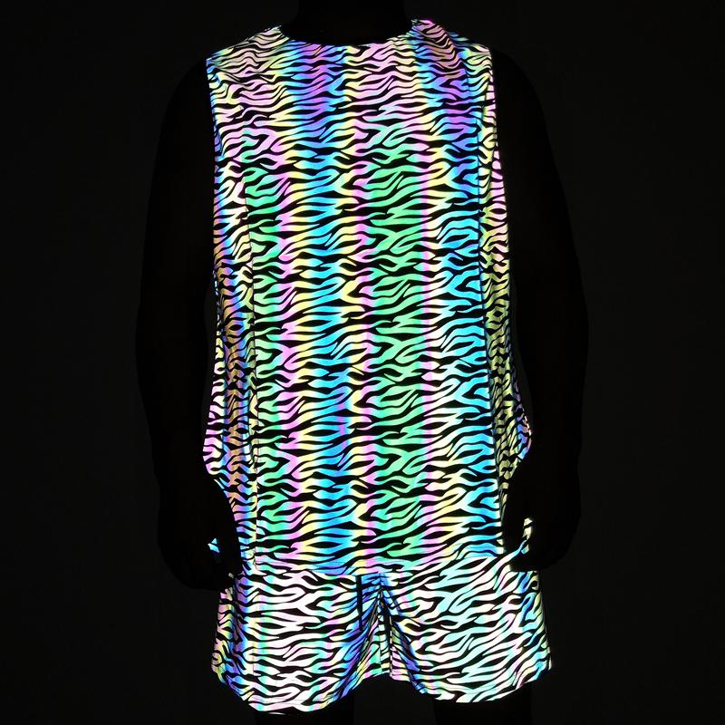 Men's Tracksuits Summer Tracksuit Sets Colorful Reflective Tank Top Elasticity Breathable Sportswear Vests Light Reflection Joggin