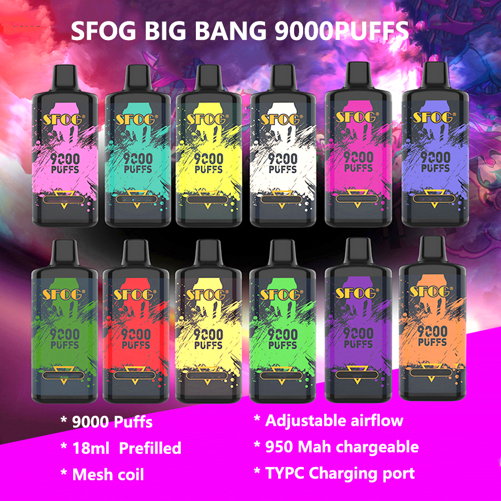 SFOG big bang 9000 puffs disposable e cigarette device mesh coil vapes puff Prefilled pod 18ml vape box rechargeable vapor pen vs bc 5000 tomado 7000 randm 10000
SFOG big bang 9000 puffs disposable e cigarette device mesh coil vapes puff Prefilled pod 18ml vape box rechargeable vapor pen vs bc 5000 tomado 7000 randm 10000