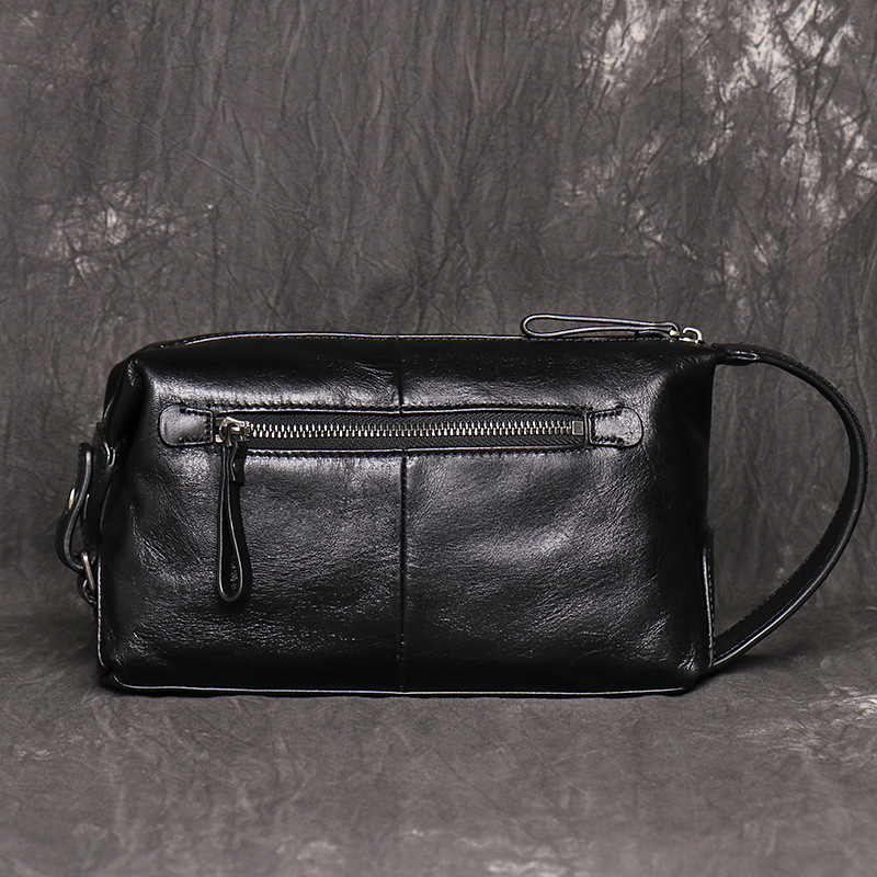 Men's Leather Business Cosmetic Bag Large Capacity Simple Fashion Embossed Storage Bag