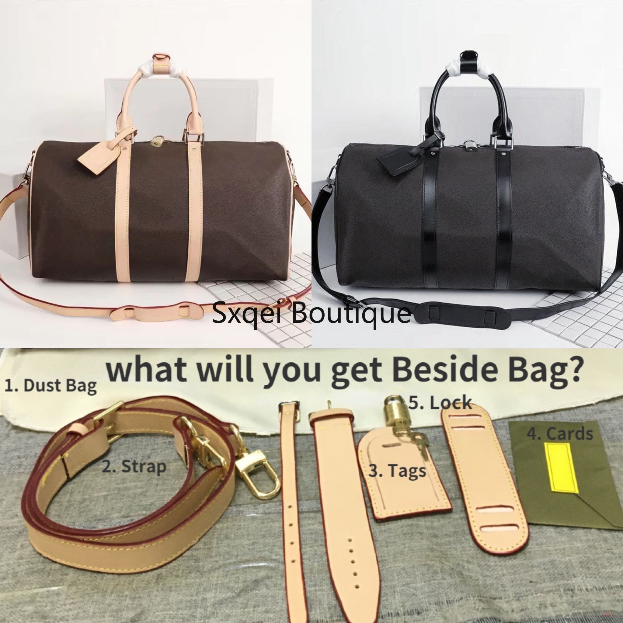 

55cm Classical Men Duffle Bag For Women Travel Bags Mens Hand Luggage Travel Bag Men PVC Leather Handbags Large Cross Body man Totes 45-50-55cm