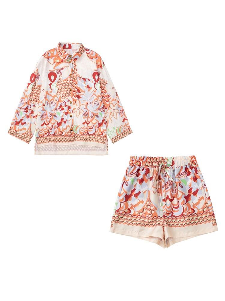 Women's Tracksuits Huaxiafan Women Fashion With Pocket Printed Loose Shirts And High Elastic Waist Drawstring Shorts Female Two Pieces Sets, Beige
Women's Tracksuits Huaxiafan Women Fashion With Pocket Printed Loose Shirts And High Elastic Waist Drawstring Shorts Female Two Pieces Sets, Beige