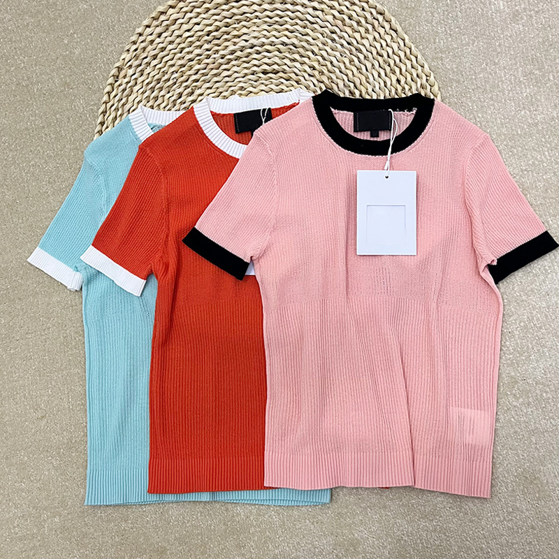 281 2022 Milan Runway Spring Summer Brand Same Style Sweater Short Sleeve Pink Blue Crew Neck Pullover High Quality Womens wanteng
281 2022 Milan Runway Spring Summer Brand Same Style Sweater Short Sleeve Pink Blue Crew Neck Pullover High Quality Womens wanteng