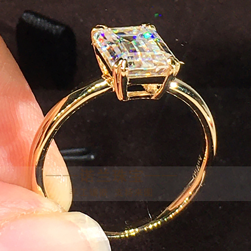 18K Au750 Yellow Gold Women Ring Diamonds 1 2 3 4 5 Carat Rectangle Emerald Wedding Party Engagement Anniversary Ring 220816