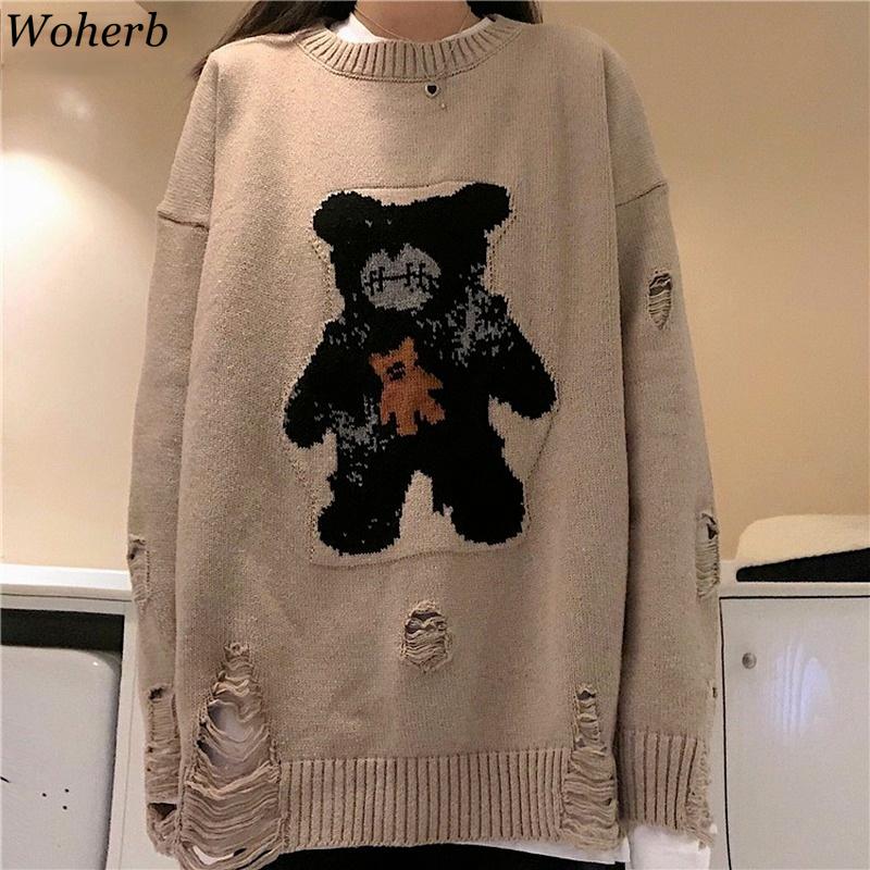 Women's Sweaters Woherb Hip Hop Knitwear Women Mens 2022 Harajuku Fashion Cartoon Bear Loose Ripped Tops Casual Streetwear Pullover, White;black
Women's Sweaters Woherb Hip Hop Knitwear Women Mens 2022 Harajuku Fashion Cartoon Bear Loose Ripped Tops Casual Streetwear Pullover, White;black