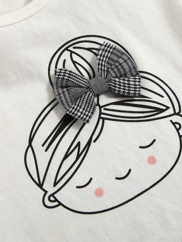 Toddler Girls Figure Graphic Ruffle Sleeve Tee & Plaid Bow Shorts SHE