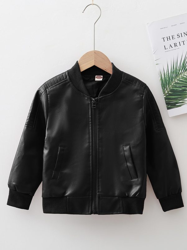 Toddler Boys PU Leather Bomber Jacket SHE