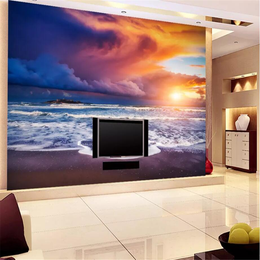 Custom wallpaper 3D mural beautiful beach scenery landscape decoration painting background mural wallpaper