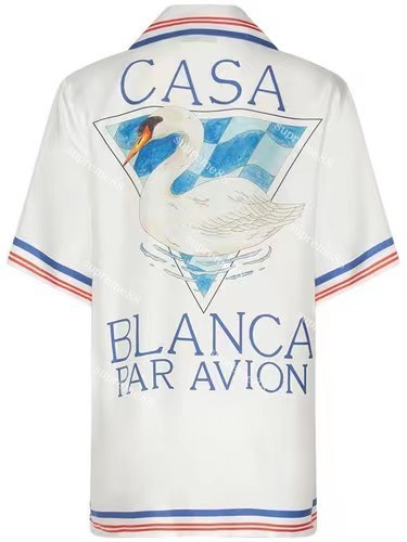 Casablanca 22ss diamond Swan gradient silk shirt men and women Hawaii casual short sleeves shirts, White
Casablanca 22ss diamond Swan gradient silk shirt men and women Hawaii casual short sleeves shirts, White