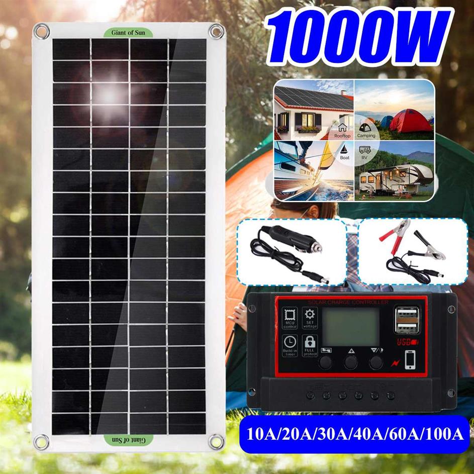 1000W Solar Panel 12V Solar Cell 10A-100A Controller Solar Panel for Phone RV Car MP3 PAD Charger Outdoor Battery Supply222k
1000W Solar Panel 12V Solar Cell 10A-100A Controller Solar Panel for Phone RV Car MP3 PAD Charger Outdoor Battery Supply222k