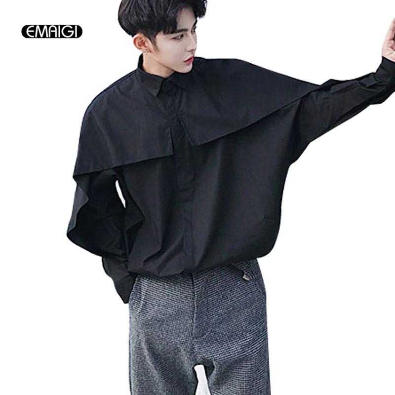 Men's Casual Shirts Sleeve Men Long Shirt Bat Loose Male Stage Fashion Show Punk Rock Style Dress, White;black
Men's Casual Shirts Sleeve Men Long Shirt Bat Loose Male Stage Fashion Show Punk Rock Style Dress, White;black