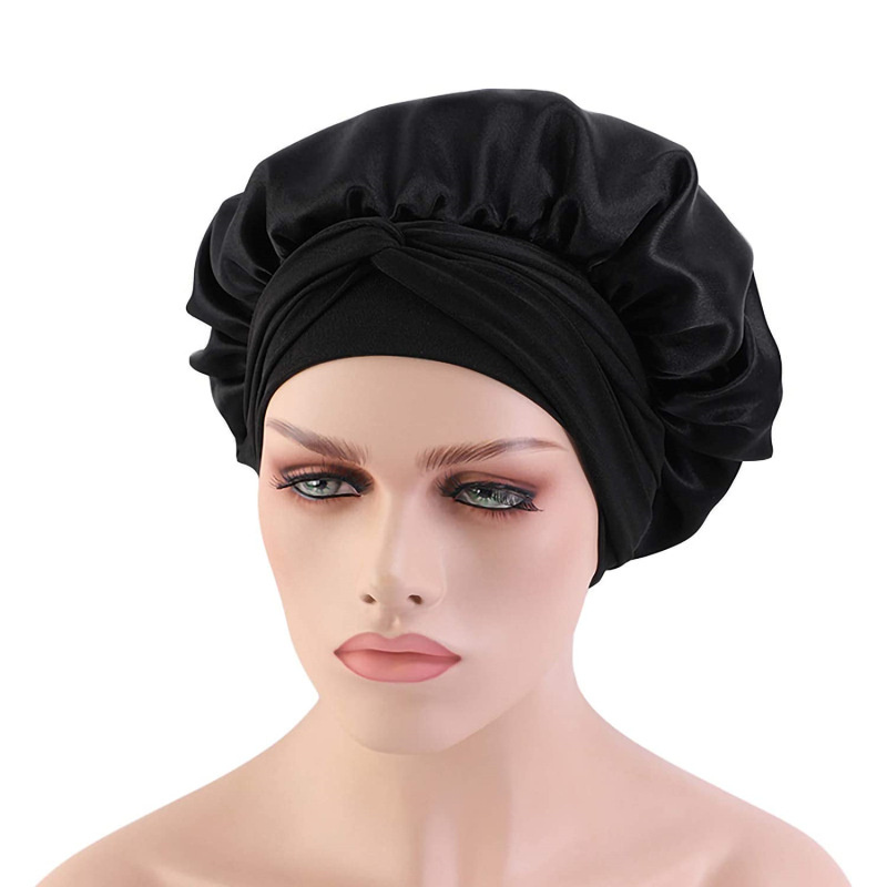 Hair Satin Bonnet For Sleeping Shower Cap Silk Bonnet Women Night Sleep Cap Head Cover Wide Elastic Band Gorro De Raso De Pelo Haarsatinhaube