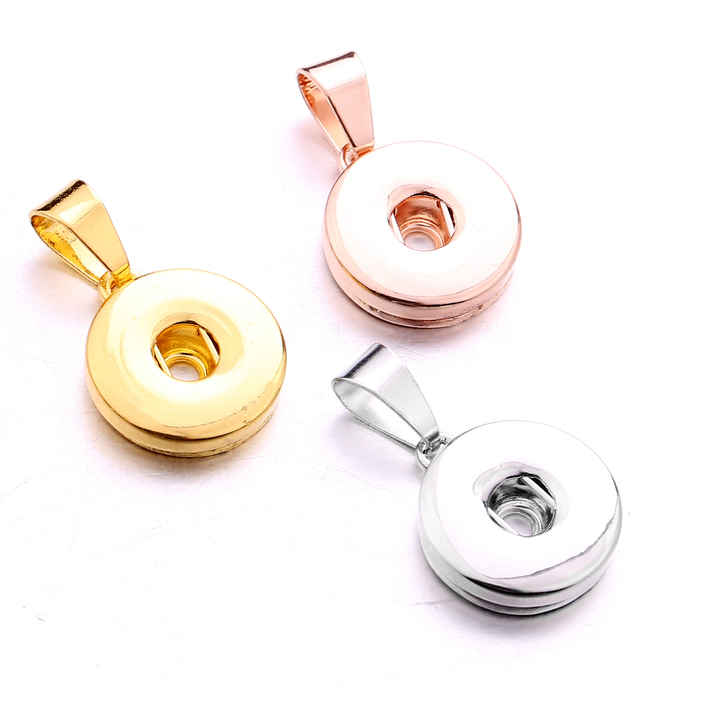 silver gold Metal 18MM Ginger Snap Button Base Pendant charms for DIY Snaps Buttons Necklace earrings necklace Jewelry accessorie