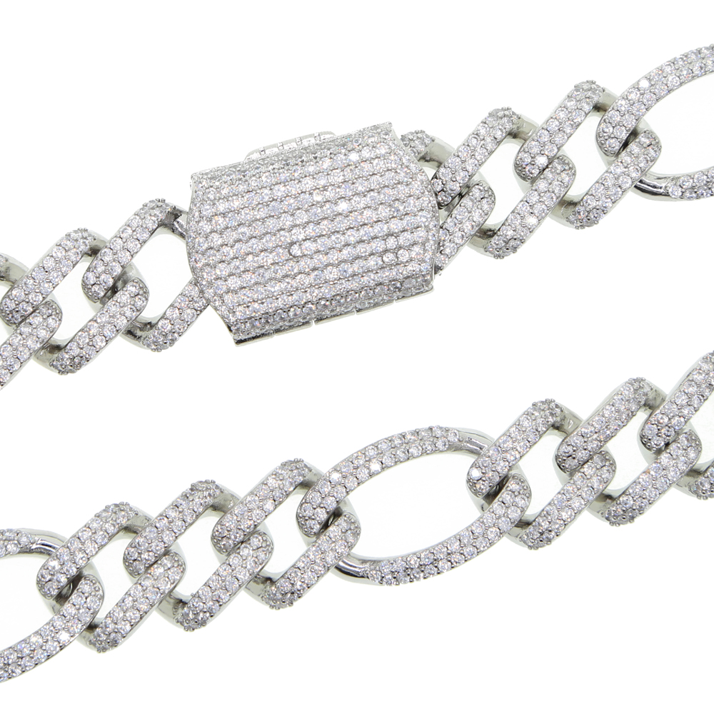 19MM figaro chain men necklace Bracelet 5A Cz cuban chains big heavy hip hop iced out bling Rock Punk men boy jewelry