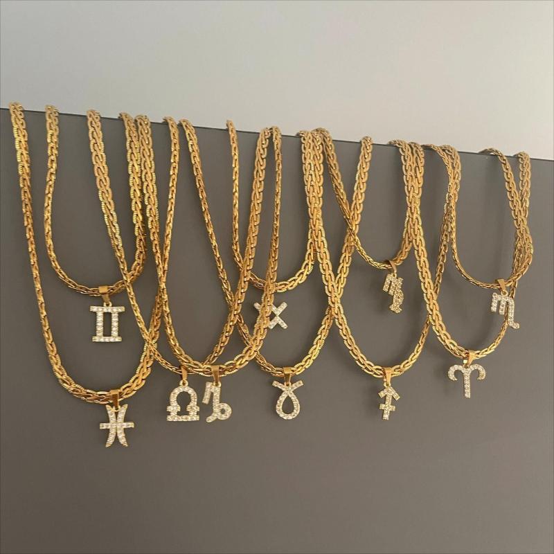 Chokers Dainty 12 Constellation Sign Necklaces With Zircon Runes Pendant Gold Color Chains Choker For Women Birthday Fashion JewelryChokers
Chokers Dainty 12 Constellation Sign Necklaces With Zircon Runes Pendant Gold Color Chains Choker For Women Birthday Fashion JewelryChokers