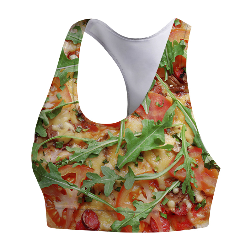 Women Sports Vest Gourmet Pizza 3D Print Sports Bra Tank Tops Yoga Running Women Fitness Bras Tank Top Women W220617
