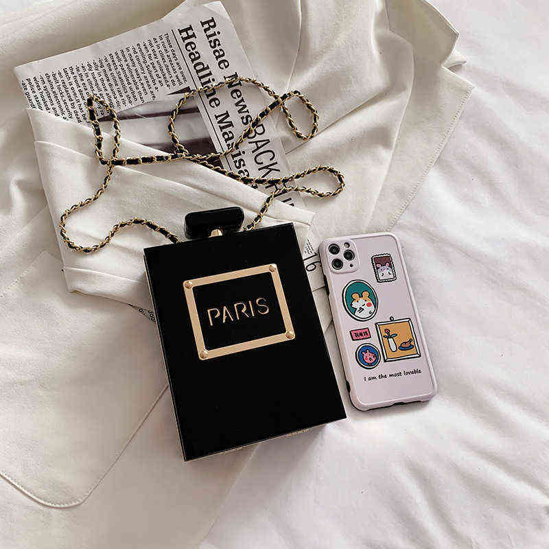 Personality Women Acrylic Clear Perfume Evening Bags 2021 Transparent PVC Small Chains Shoulder Purses Party Handbags for Women