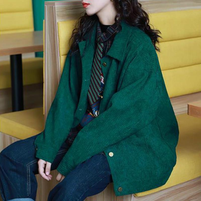 Women' Jackets Women Korean Style Elegant Bright Trendy Loose Slim Casual Solid Green Corduroy Turn-down Collar Vintage Basic OutwearWomen
Women' Jackets Women Korean Style Elegant Bright Trendy Loose Slim Casual Solid Green Corduroy Turn-down Collar Vintage Basic OutwearWomen