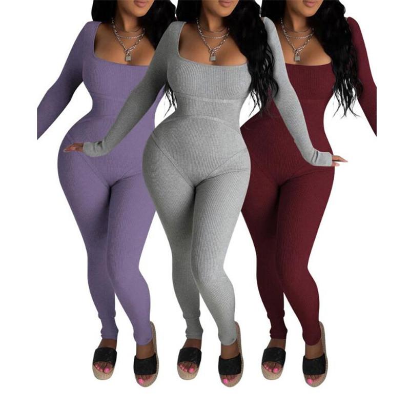 Women' Jumpsuits & Rompers Women' One Piece Jumpsuit Ribbed Threaded Long Sleeve U-Neck Back Zipper For Female Red Purple Gray Skinny
Women' Jumpsuits & Rompers Women' One Piece Jumpsuit Ribbed Threaded Long Sleeve U-Neck Back Zipper For Female Red Purple Gray Skinny