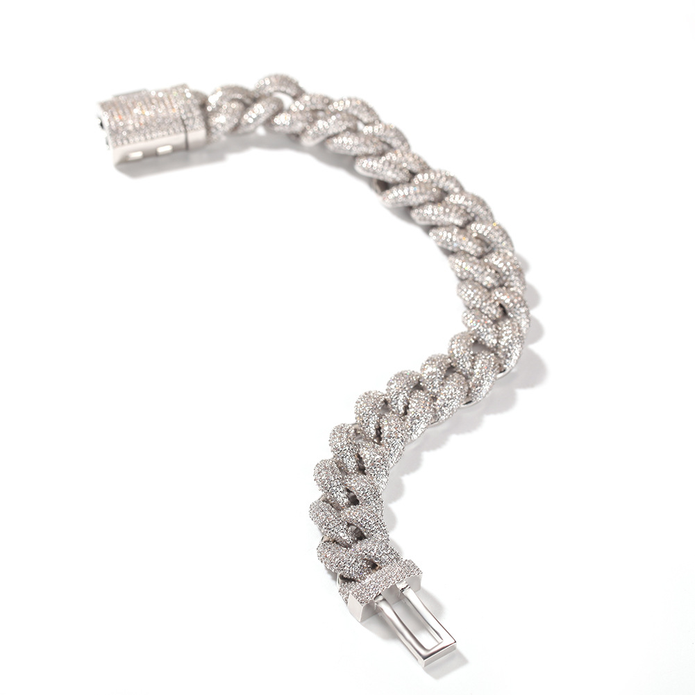 Fashion Mens Hip Hop Bracelet Jewelry 3D Iced Out Chain Gold Silver Miami Cuban Link Chains Bracelets 14MM
