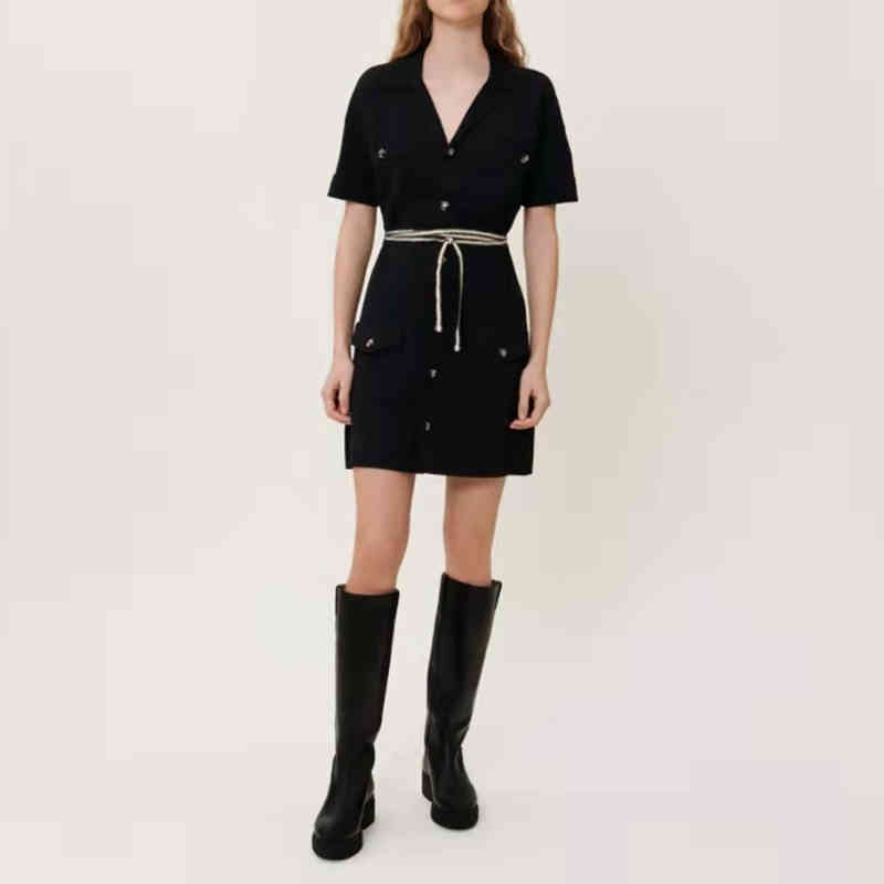Casual Dresses maj* Summer Arrival Woman Self-tie Belt Black Lapel Collar Shirt Knitted Mini Dress Franch Pairs In Style 3AFH, 2# shoe box
Casual Dresses maj* Summer Arrival Woman Self-tie Belt Black Lapel Collar Shirt Knitted Mini Dress Franch Pairs In Style 3AFH, 2# shoe box