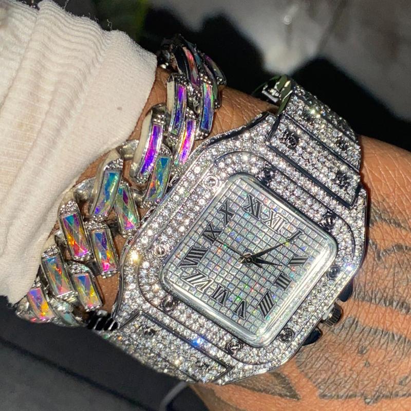 Wristwatches 2022 Full Iced Out Watch Mens Cuban Link Chain Bracelet Bling Jewelry For Men Big Gold Chains Hip Hop Set, Other
Wristwatches 2022 Full Iced Out Watch Mens Cuban Link Chain Bracelet Bling Jewelry For Men Big Gold Chains Hip Hop Set, Other