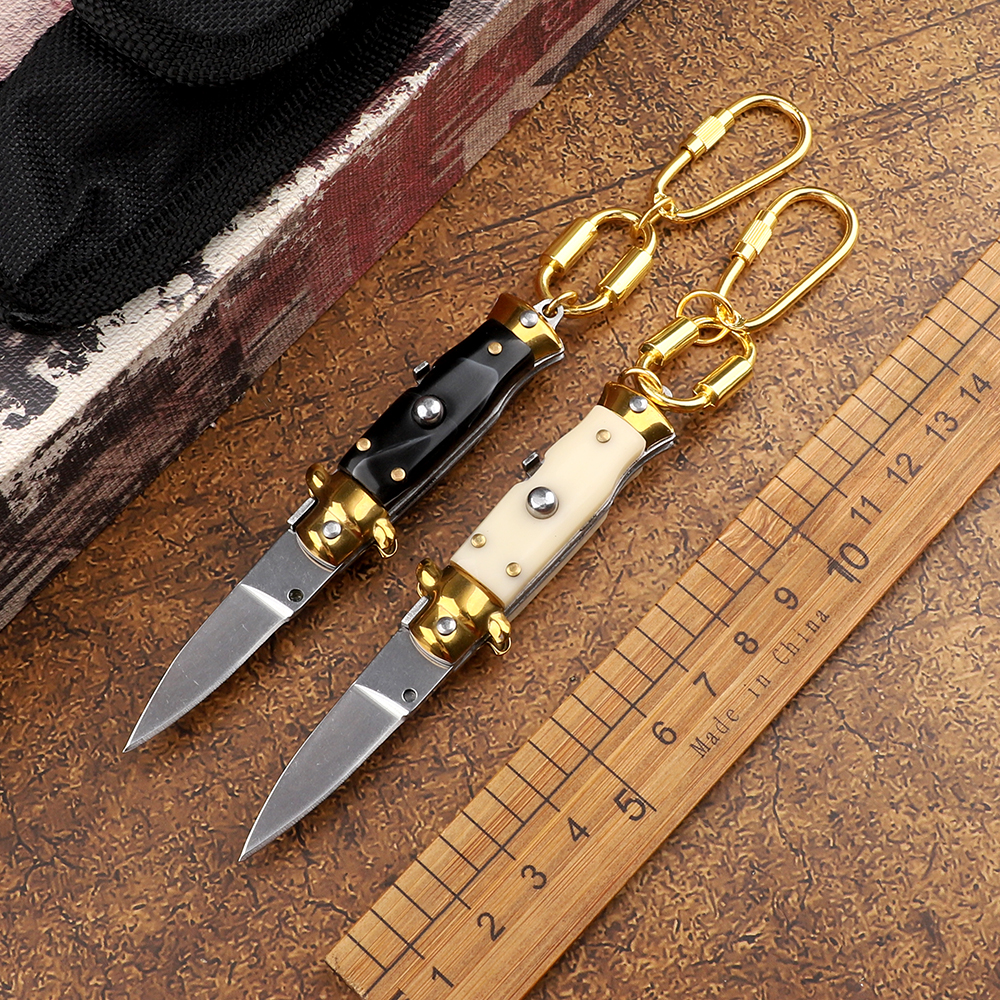 Mini automatic knife 440c blade acrylic handle tactical outdoor camping self-defense fruit EDC unboxing tool folding knife
Mini automatic knife 440c blade acrylic handle tactical outdoor camping self-defense fruit EDC unboxing tool folding knife