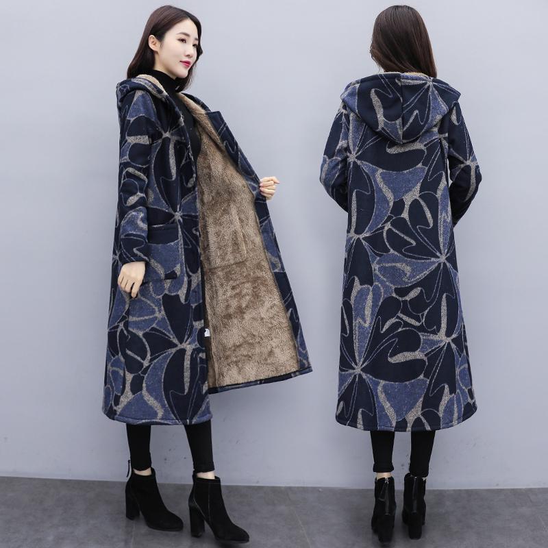 Women's Trench Coats Retro Literary Ethnic Style Women Long Woolen Coat Abstract Print Velvet Padded Parkas Female Thick Warm Hooded Cotton, Blue
Women's Trench Coats Retro Literary Ethnic Style Women Long Woolen Coat Abstract Print Velvet Padded Parkas Female Thick Warm Hooded Cotton, Blue