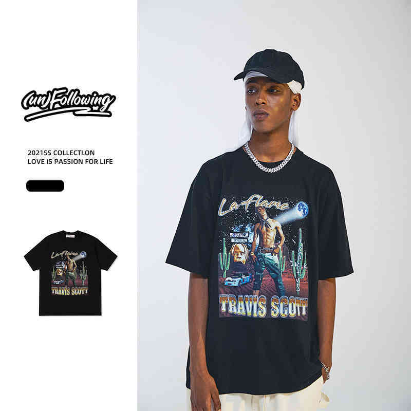 Spring and summer new loose style street cartoon print black casual short sve hip hop T-shirt
Spring and summer new loose style street cartoon print black casual short sve hip hop T-shirt