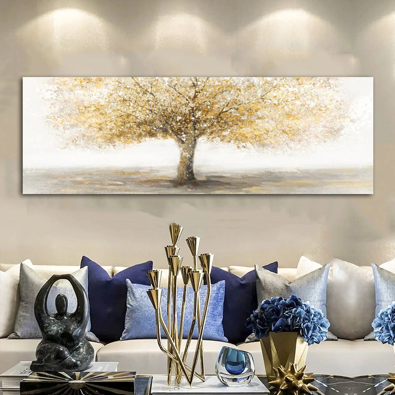 Golden Tree Posters Decorative Pictures Canvas Prints Wall Art For Living Room Modern Home Decor Bedside Abstract Painting