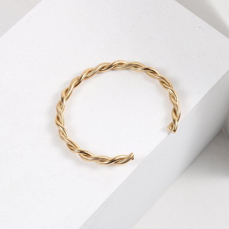 Bangle 2022 Twist Bracelet Stainless Steel Jewelry PVD Plated 18K Gold Metal Texture Cuff Bangles For Women Drop
Bangle 2022 Twist Bracelet Stainless Steel Jewelry PVD Plated 18K Gold Metal Texture Cuff Bangles For Women Drop