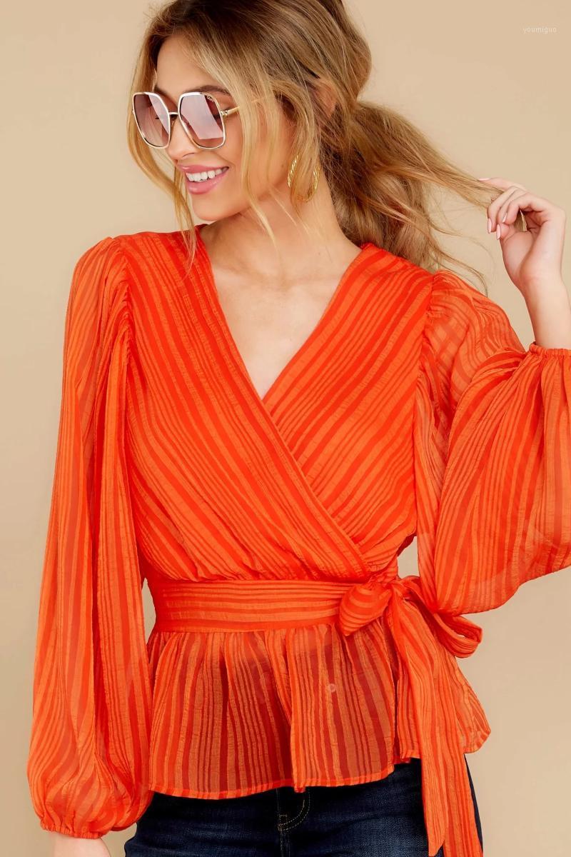 Women' Long Sleeve Chiffon Blouse Fall Spring Striped V-neck Lace Up Pullover Tops Office Lady Puff Shirts Blouses, Orange
Women' Long Sleeve Chiffon Blouse Fall Spring Striped V-neck Lace Up Pullover Tops Office Lady Puff Shirts Blouses, Orange