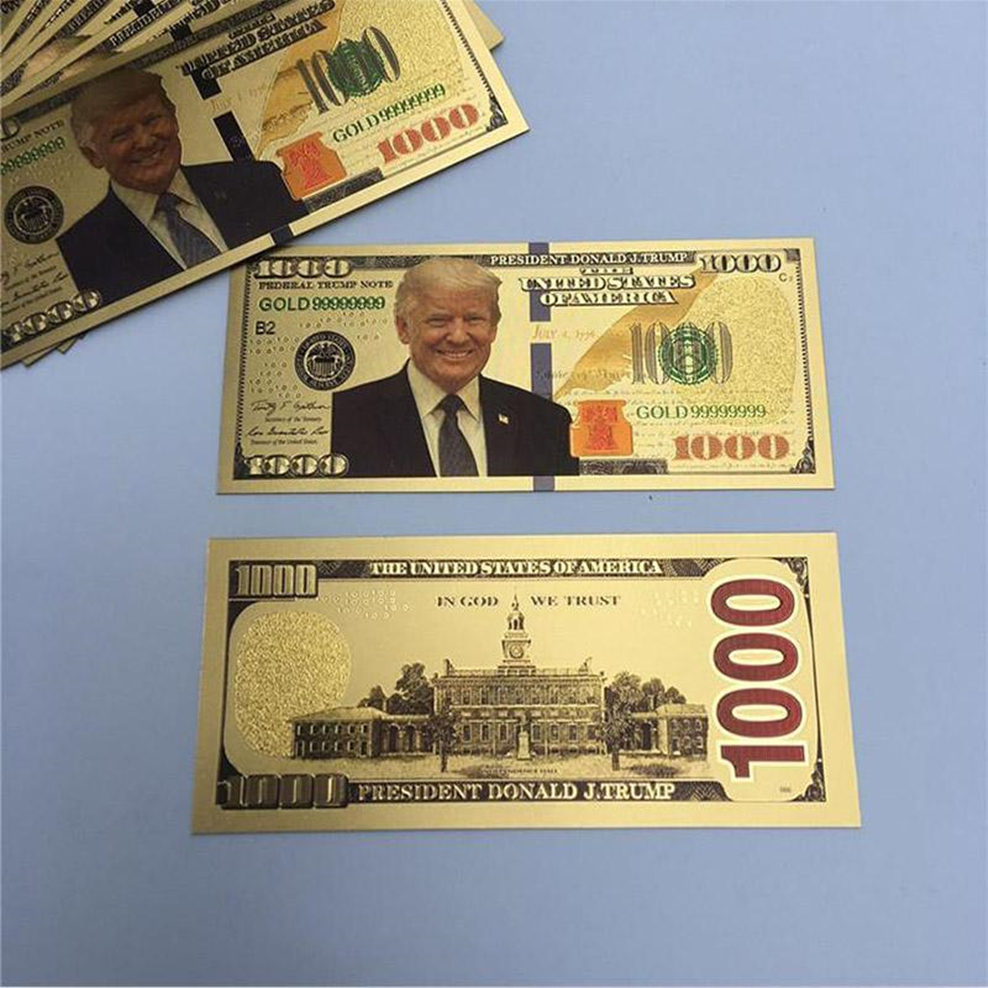 Trump Dollar USA President Banknote Plastic Gold Foil Pleated Bills American General Election Souvenir Fake Money Coupon
Trump Dollar USA President Banknote Plastic Gold Foil Pleated Bills American General Election Souvenir Fake Money Coupon