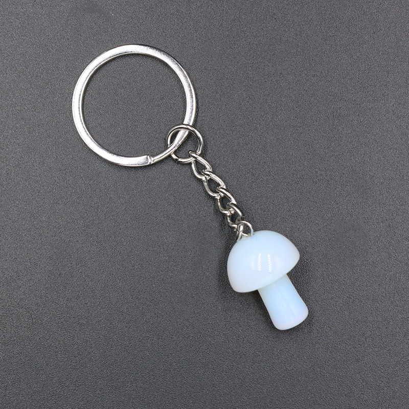 Mini Mushroom Statue Key rings Chains Tiger's Eye Amethyst Rose Quartz Charms Keychains Healing Crystal Keyrings