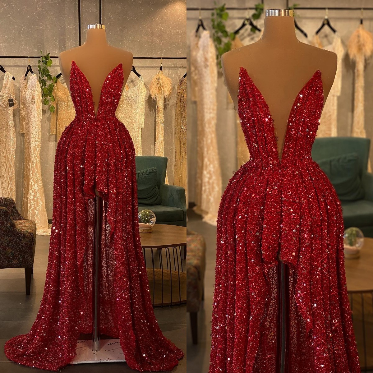 Red Sequined High Low Prom Dresses V Neck Strapless A Line Evening Gowns Robe De Soiree Formal Party Dress, Blue
Red Sequined High Low Prom Dresses V Neck Strapless A Line Evening Gowns Robe De Soiree Formal Party Dress, Blue
