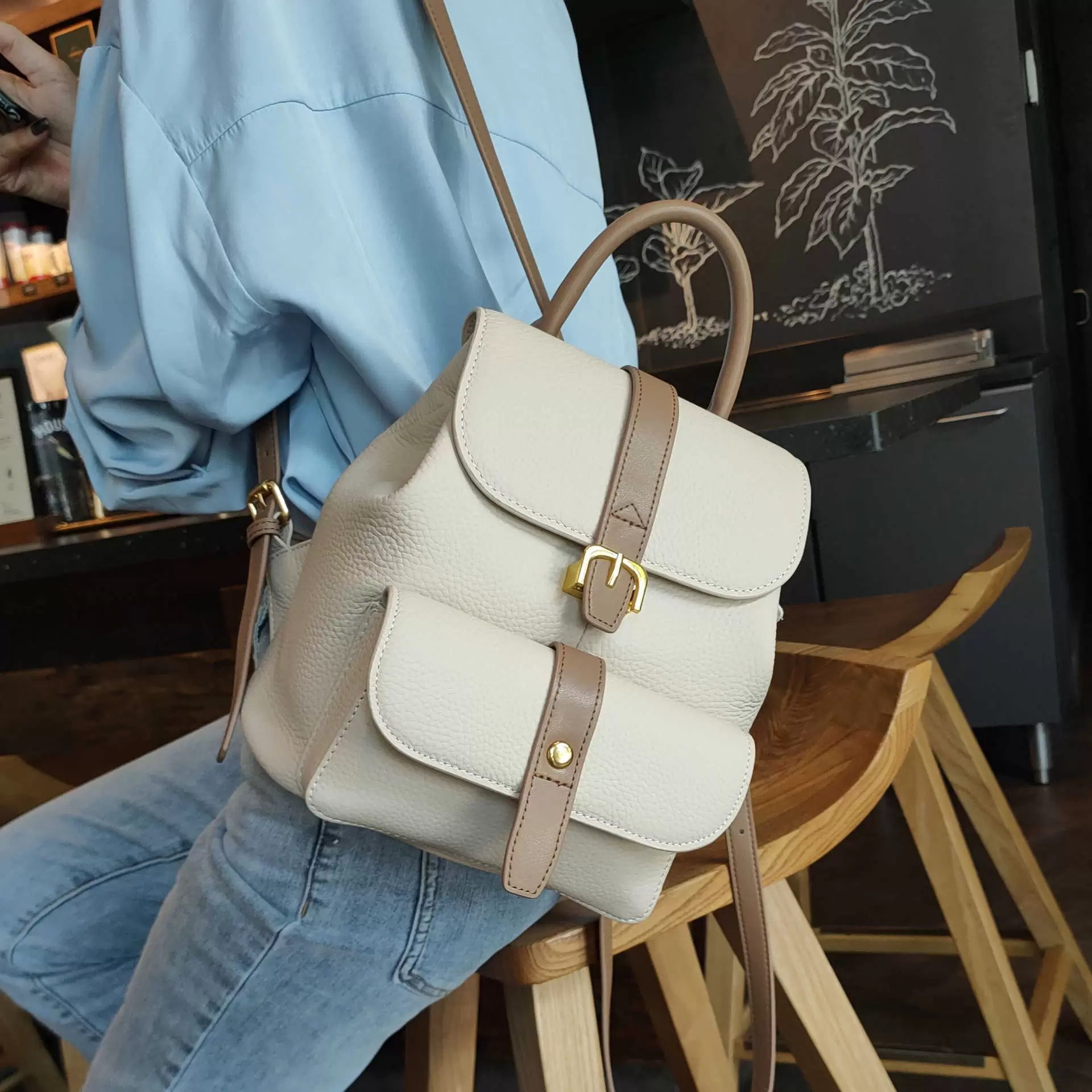 Internal Frame Packs Double Shoulder Women's 2021 Trend Soft Top Casual Versatile Pure Leather Bag Small Backpack