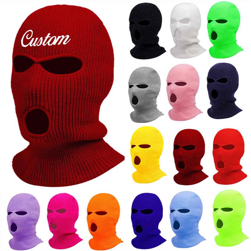 Custom Text Embroidered Winter Women Beanie Hat Balaclava Cycling Ski Mask Men Personalized Your Name Drop29425622674