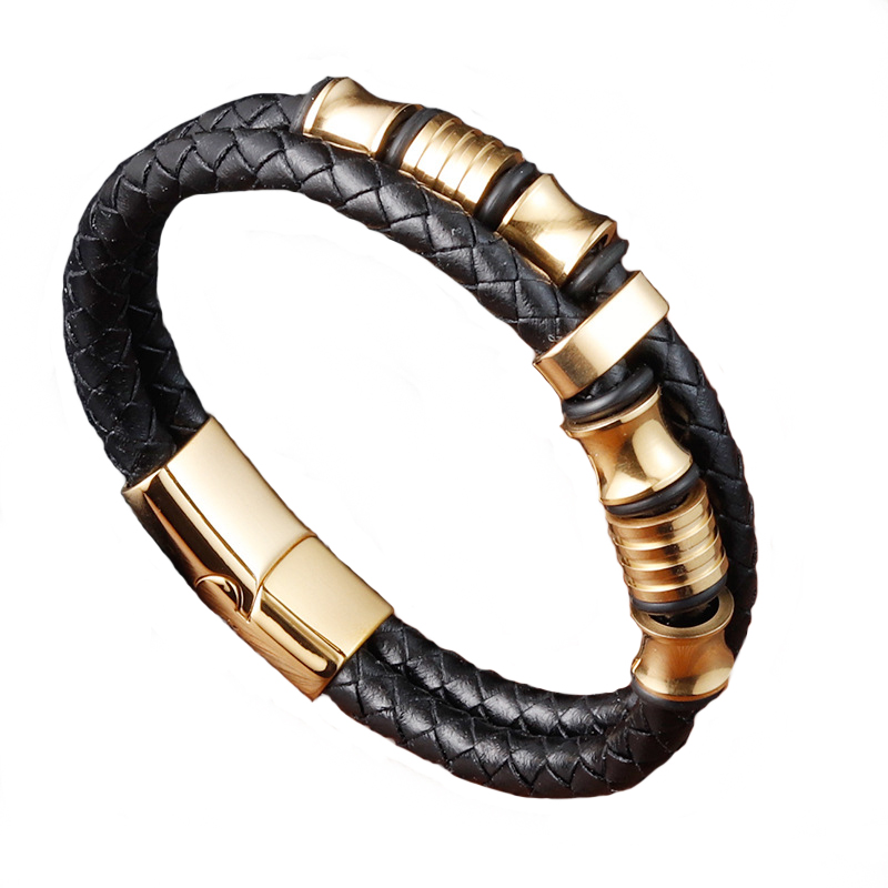 Cuff Black Leather Strap Cowhide Men's Double Layer Stainless Steel Leather Braided Bracelet Handmade Multilayer
Cuff Black Leather Strap Cowhide Men's Double Layer Stainless Steel Leather Braided Bracelet Handmade Multilayer