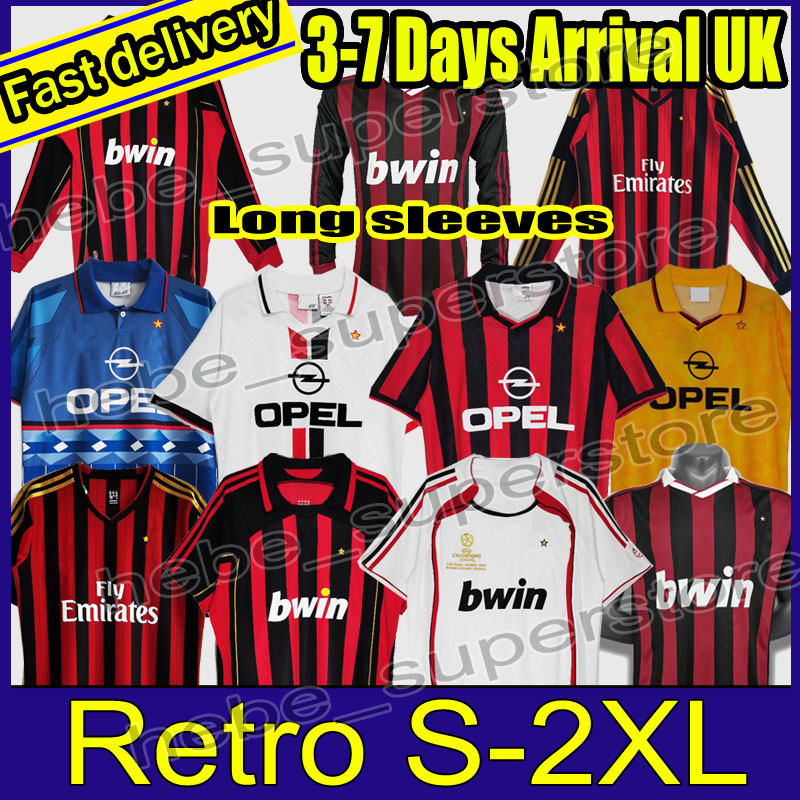 

90 91 Retro shirts home 96 97 Gullit SOCCER JERSEY 02 03 04 Maldini Van Basten football RONALDO KAKA Inzaghi AC 06 07 MILAN 09 10 SHEVCHENKO, 06-07 away