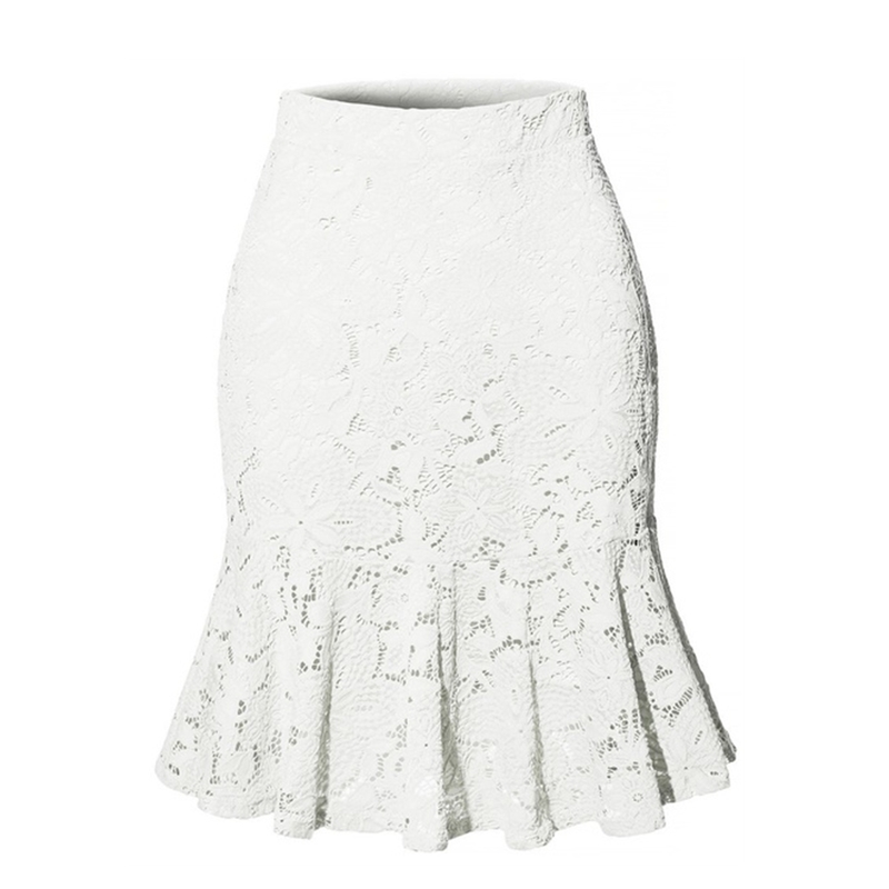 Woman Skirts Mini Mermaid High Waist Slim Fit Elegant Summer Office Bottoms Fishtail Knee-length Woemn Lace 220317