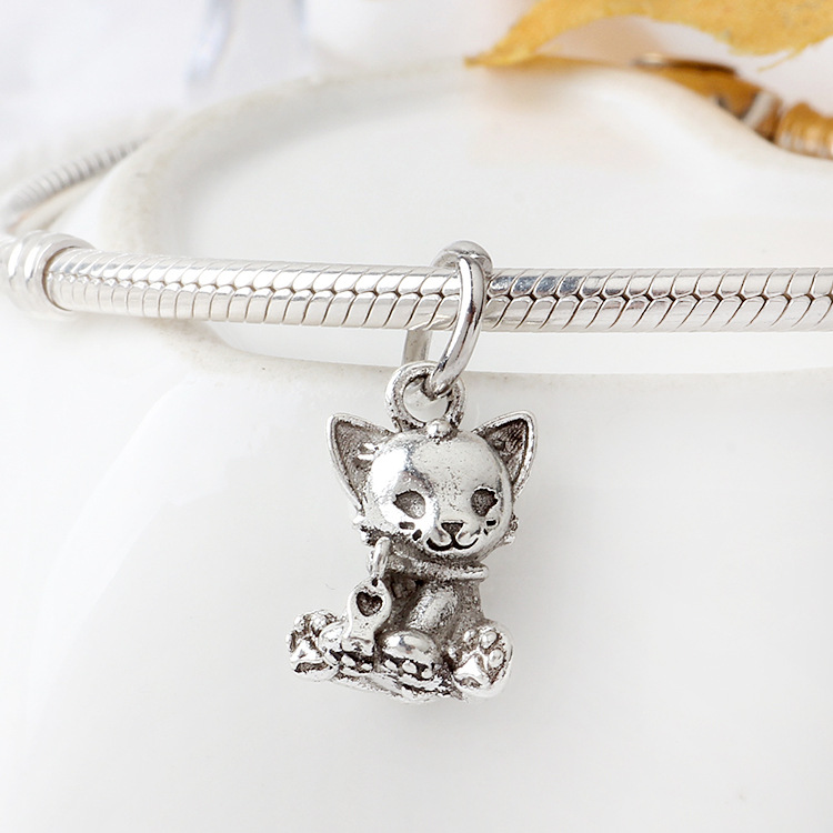 Popular High Quality 925 Sterling Silver Silver Pet Dog DIY Charm Bead Bracelet Necklace Making Women Men Jewelry Pendant Gifts