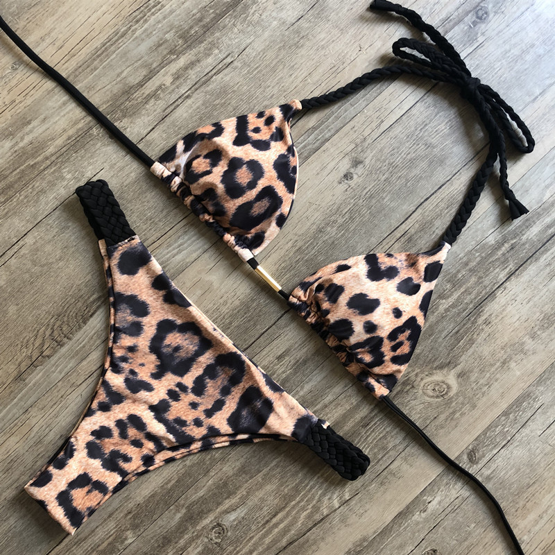 Sexy Leopard Bikinis Micro Bikini Set Push Up Thong Biquini High Cut Swimwear Women Mini Swimsuit Female Bathing Suit 220611