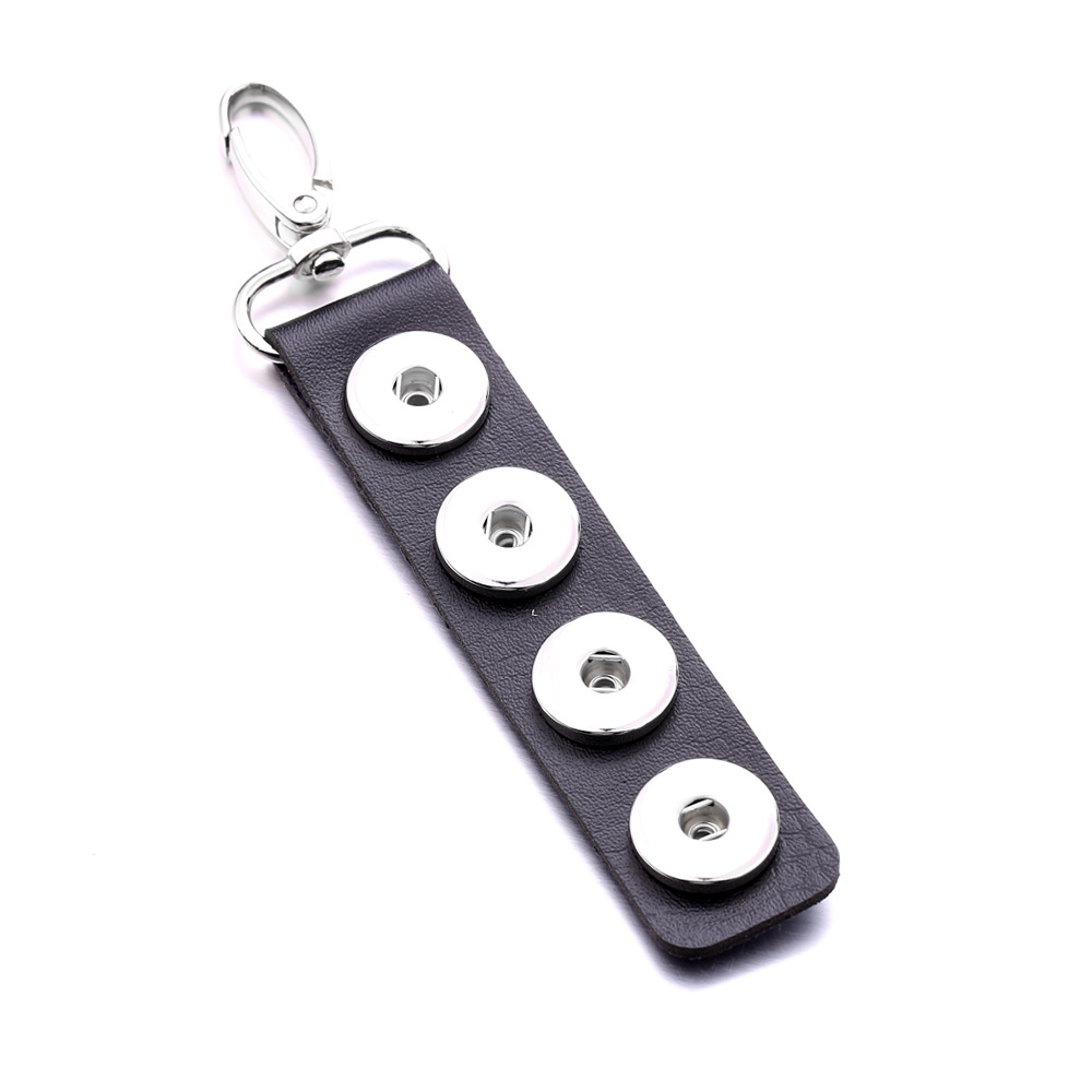 Snap Key Chain For Keyring Women PU Leather Keychain Bag Pendant Fit 18/20mm Button Snap Jewelry