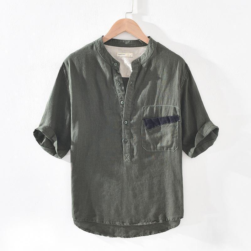 Men's Casual Shirts 1719 Shirt Men Japan Style Fresh Retro Chic Color Block Pocket Button Five-Point Sleeve Linen Thin Stand Collar Tops, 1719 white
Men's Casual Shirts 1719 Shirt Men Japan Style Fresh Retro Chic Color Block Pocket Button Five-Point Sleeve Linen Thin Stand Collar Tops, 1719 white