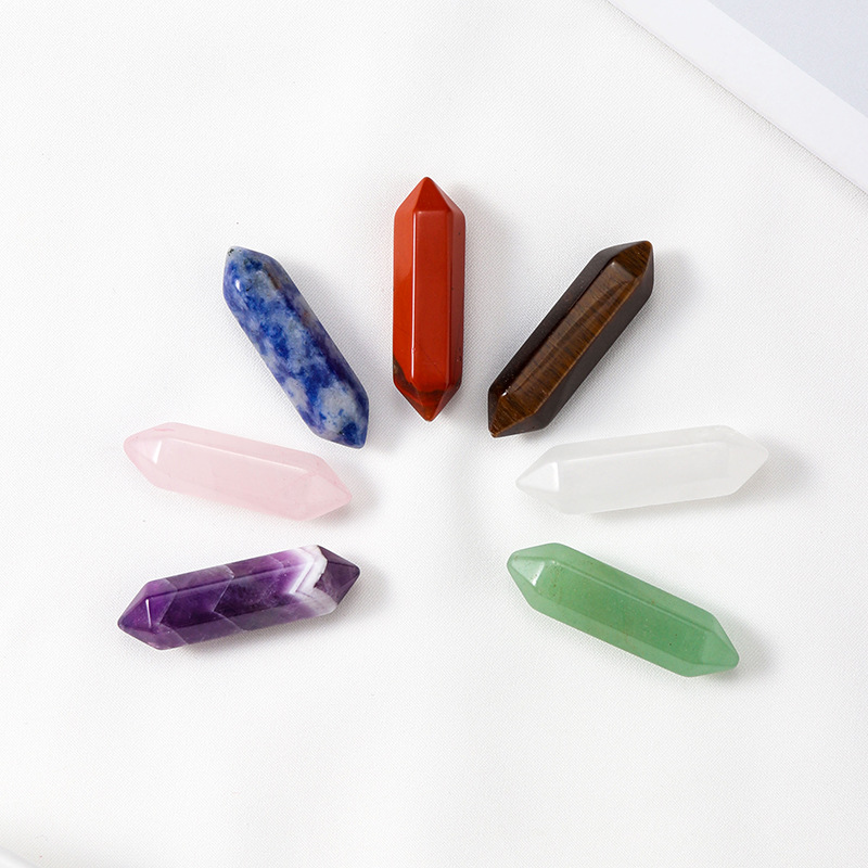 Assorted Hexagon Prism Reiki Healing Chakra Natural Stone Pillar Palm Quartz Mineral Crystal Tumbled Gemstone Hand Piece Home Decoration Jewelry Makin
