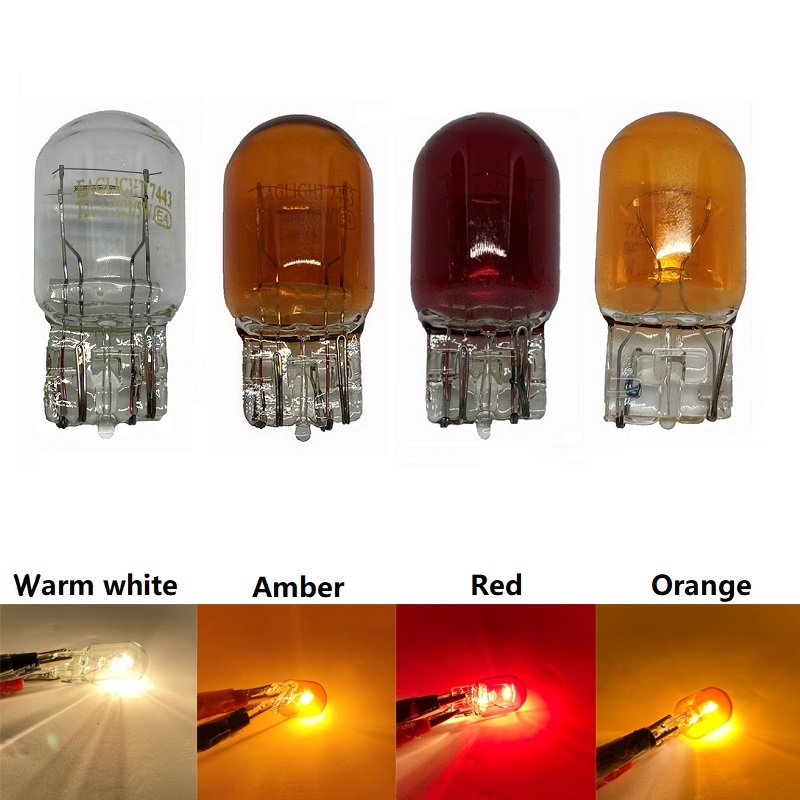 

New 1pcs T20 7440 7443 12v w21/5w Car halogen lamp warm white Amber red brake bulbs Tail Light Stop Light Rear Turn Signal DRL 12v