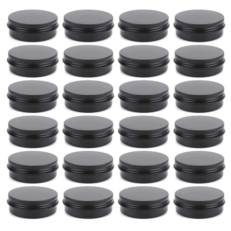 Cosmetics Container Empty Black Aluminum Tin Jars Lip Balm Bottle Candle Tea Cans Boxes Packaging with Screw Lids