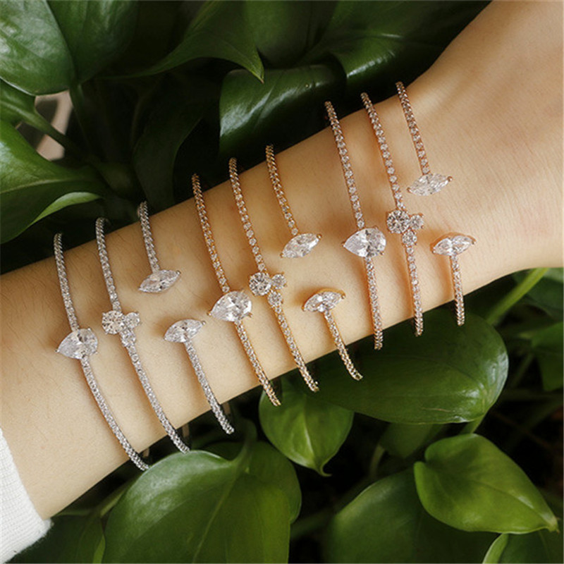 Fashion AAA Cubic Zirconia cuff designer Opening Adjustable love bracelet for woman Luxury Copper Bangle Jewelry Rose Gold Silver Charm Bracelets Gift